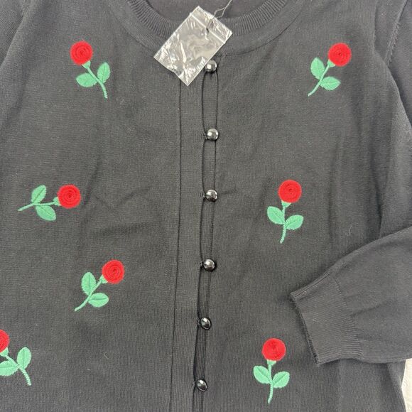 NEW Voodoo Vixen Retro Vintage inspired Cherries Embroidered Cardigan Sweater - Picture 3 of 10